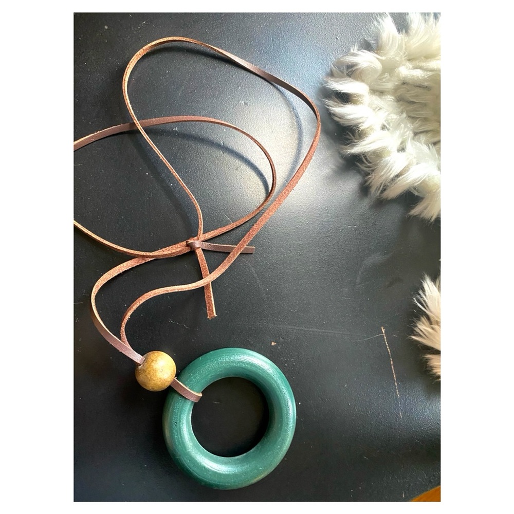 Long Wooden & Leather Necklace